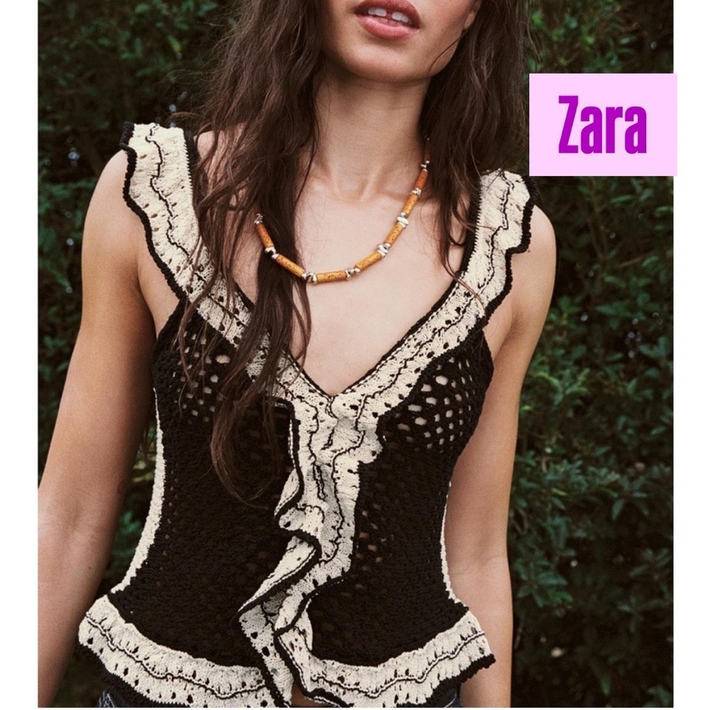 NEW ZARA  SUMMER POINTELLE RUFFLED KNIT SIZE S
🚨NO DISCOUNT
